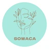 チューニングサロン そわかのロゴ。ミントの円の中に、横顔の線画と葉。 画像の中の文：SOWACA